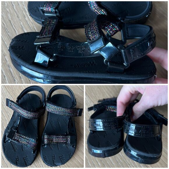 Mini Melissa Rainbow Metallic Black Jelly Gladiator Sandals Toddler Girls sz 9c - Picture 1 of 8